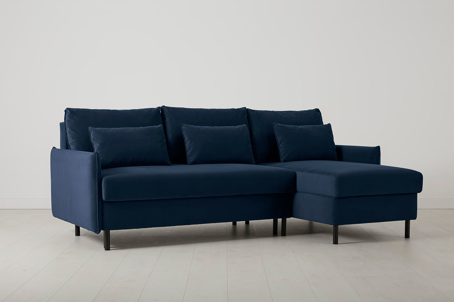 Model 12 Sofa Bed with Storage 3 Seater Right Chaise, Indigo