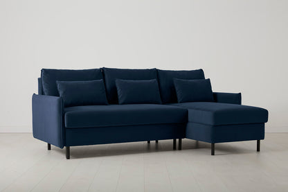 Model 12 Sofa Bed with Storage 3 Seater Right Chaise, Indigo