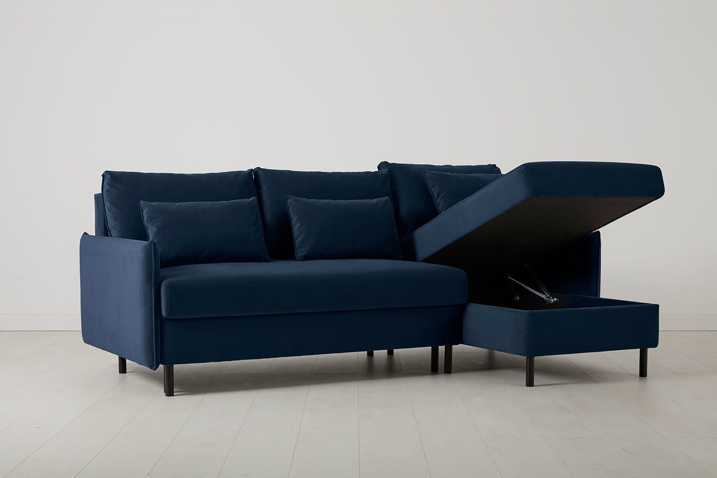 Model 12 Sofa Bed with Storage 3 Seater Right Chaise, Indigo
