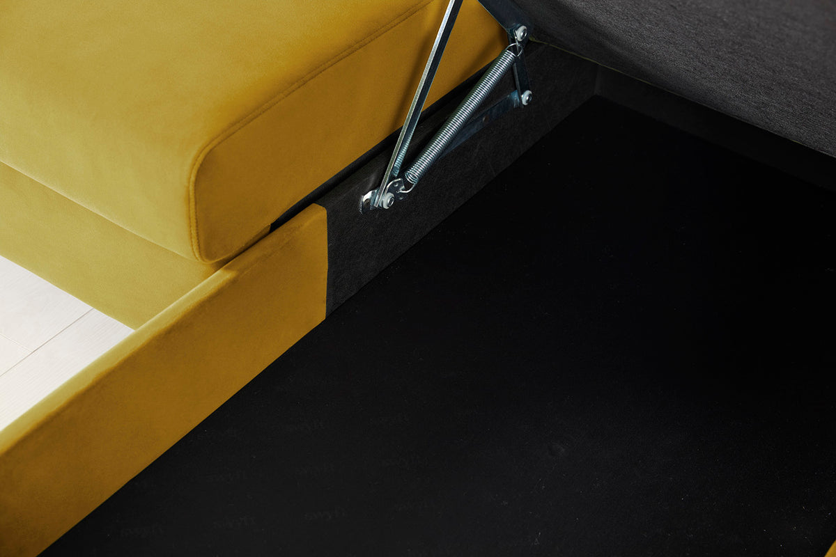 Model 12 Sofa Bed with Storage 3 Seater Left Chaise, Mustard
