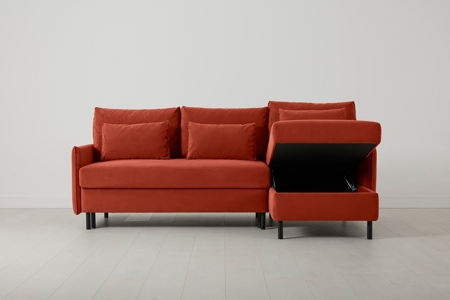 Model 12 Sofa Bed with Storage 3 Seater Right Chaise, Paprika