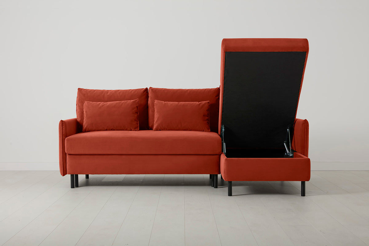 Model 12 Sofa Bed with Storage 3 Seater Right Chaise, Paprika