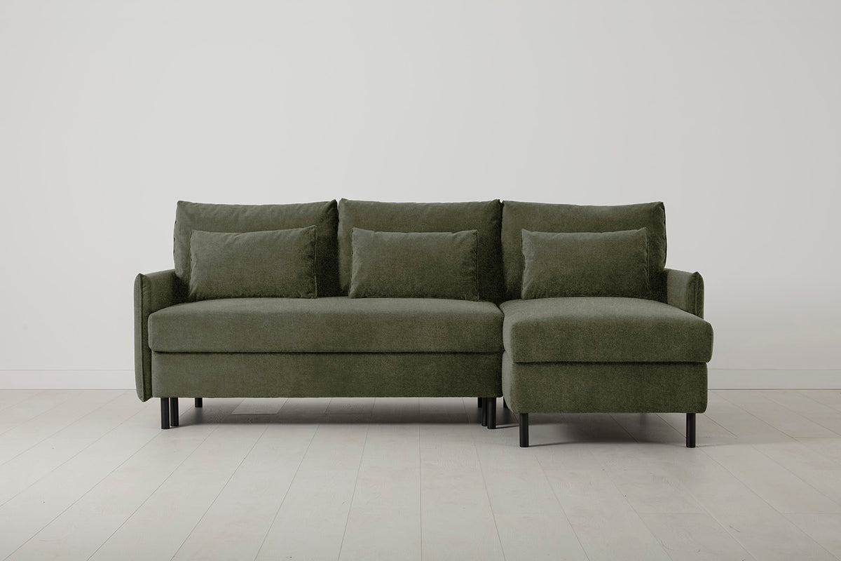 Model 12 Sofa Bed with Storage 3 Seater Right Chaise, Pine