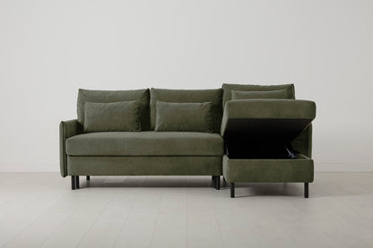 Model 12 Sofa Bed with Storage 3 Seater Right Chaise, Pine