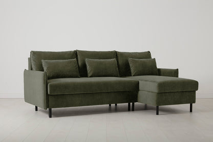 Model 12 Sofa Bed with Storage 3 Seater Right Chaise, Pine