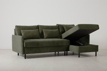 Model 12 Sofa Bed with Storage 3 Seater Right Chaise, Pine