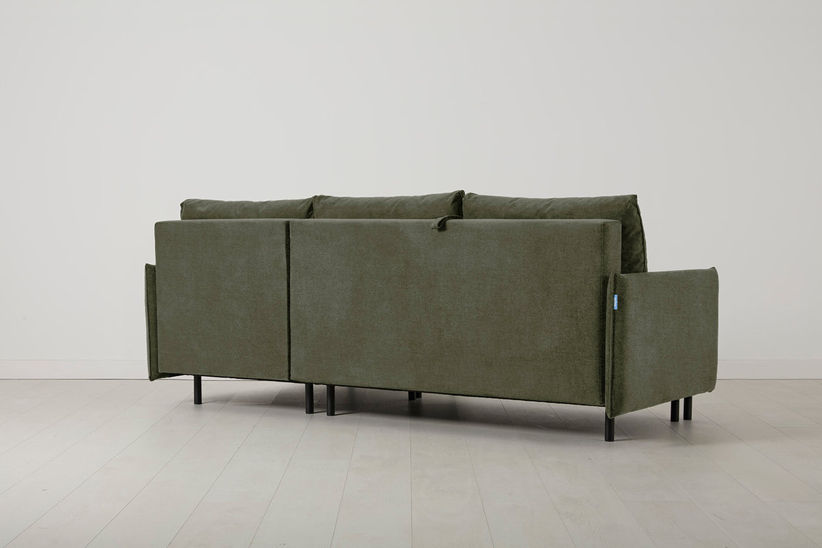 Model 12 Sofa Bed with Storage 3 Seater Right Chaise, Pine