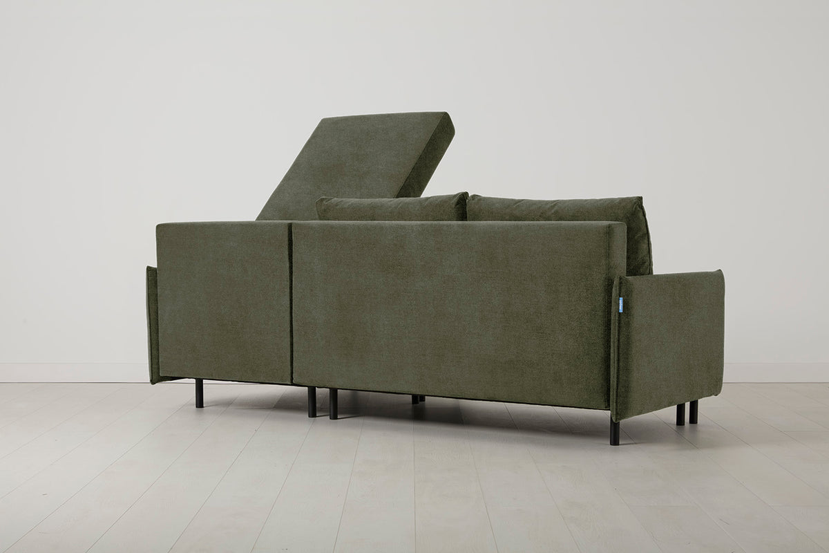 Model 12 Sofa Bed with Storage 3 Seater Right Chaise, Pine
