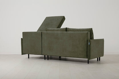 Model 12 Sofa Bed with Storage 3 Seater Right Chaise, Pine