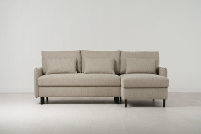 Model 12 Sofa Bed with Storage 3 Seater Right Chaise, Pumice