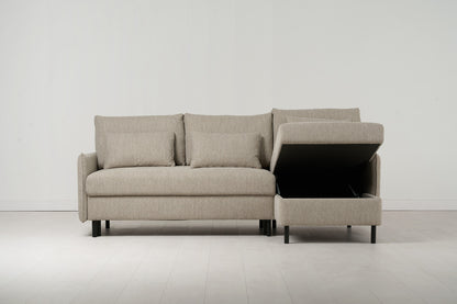 Model 12 Sofa Bed with Storage 3 Seater Right Chaise, Pumice