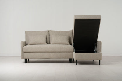 Model 12 Sofa Bed with Storage 3 Seater Right Chaise, Pumice