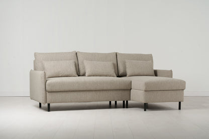 Model 12 Sofa Bed with Storage 3 Seater Right Chaise, Pumice