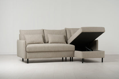 Model 12 Sofa Bed with Storage 3 Seater Right Chaise, Pumice