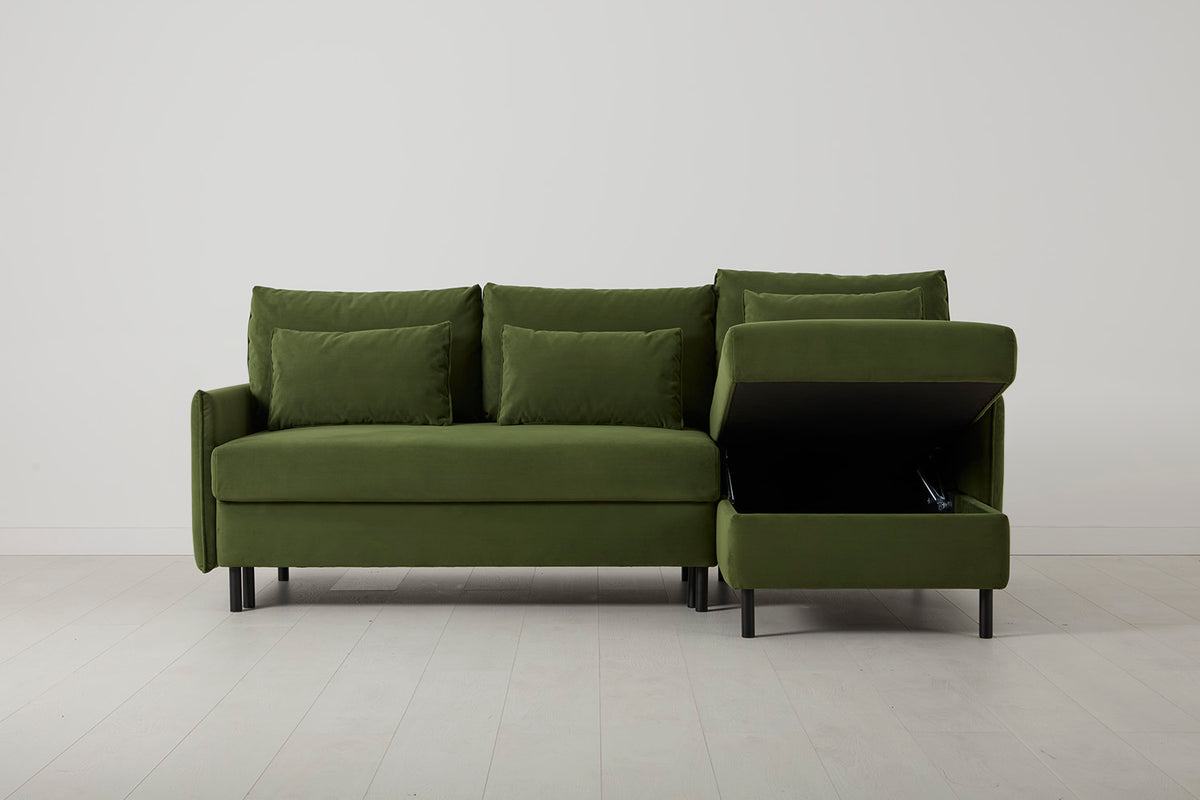 Model 12 Sofa Bed with Storage 3 Seater Right Chaise, Vine