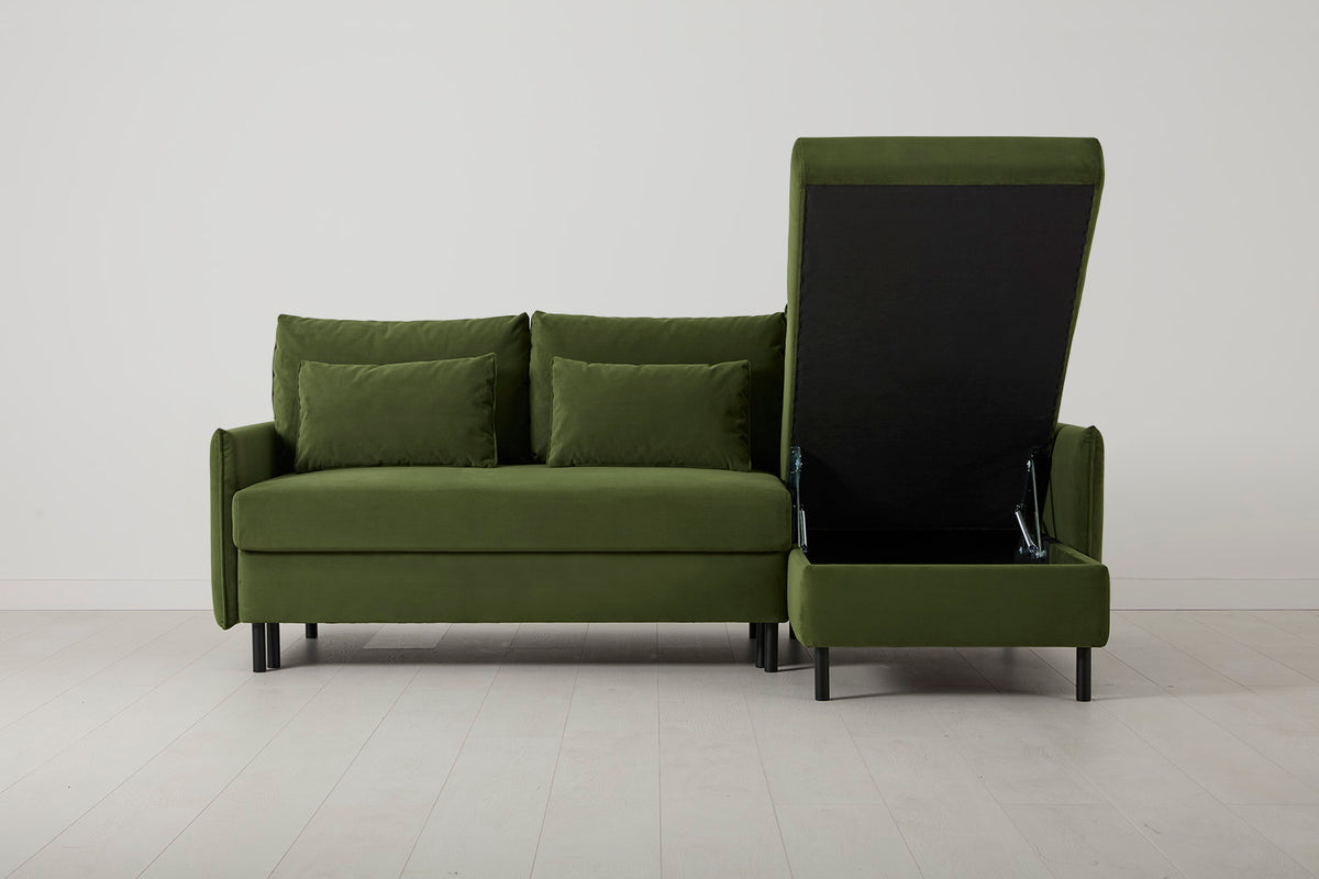 Model 12 Sofa Bed with Storage 3 Seater Right Chaise, Vine