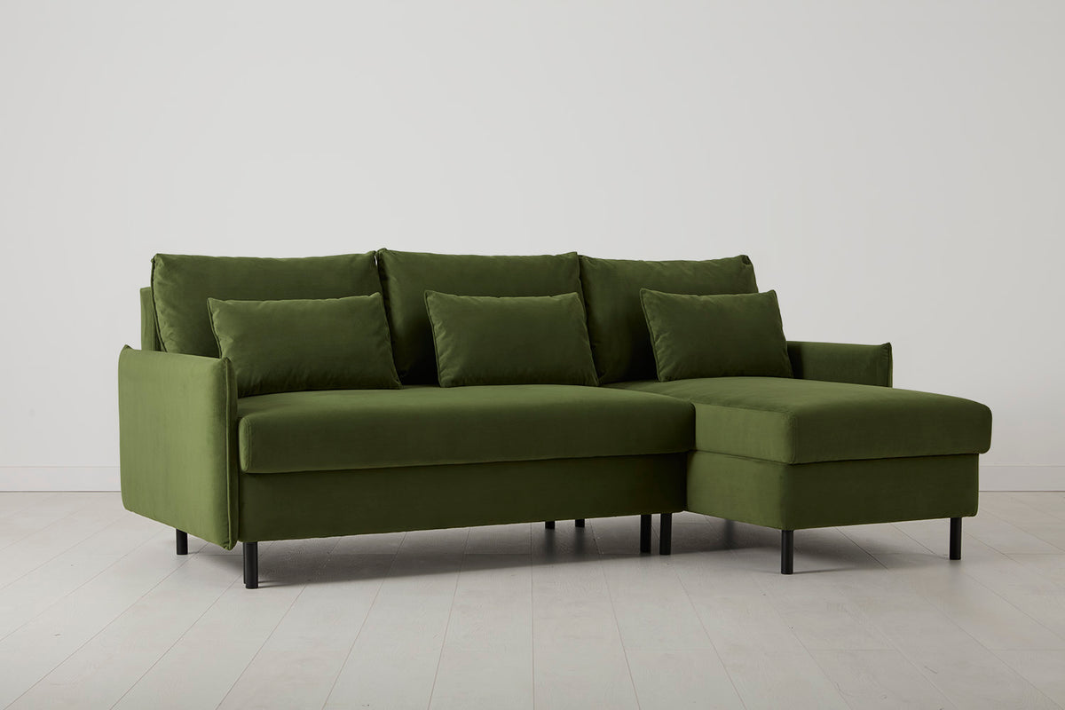 Model 12 Sofa Bed with Storage 3 Seater Right Chaise, Vine