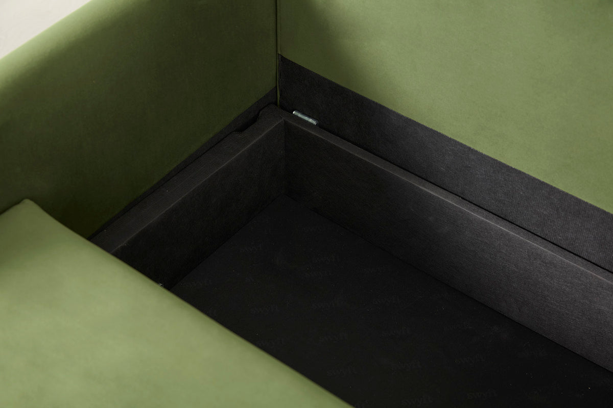 Model 12 Sofa Bed with Storage 3 Seater Left Chaise, Vine
