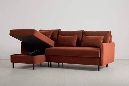 Model 12 Sofa Bed with Storage 3 Seater Left Chaise, Brick