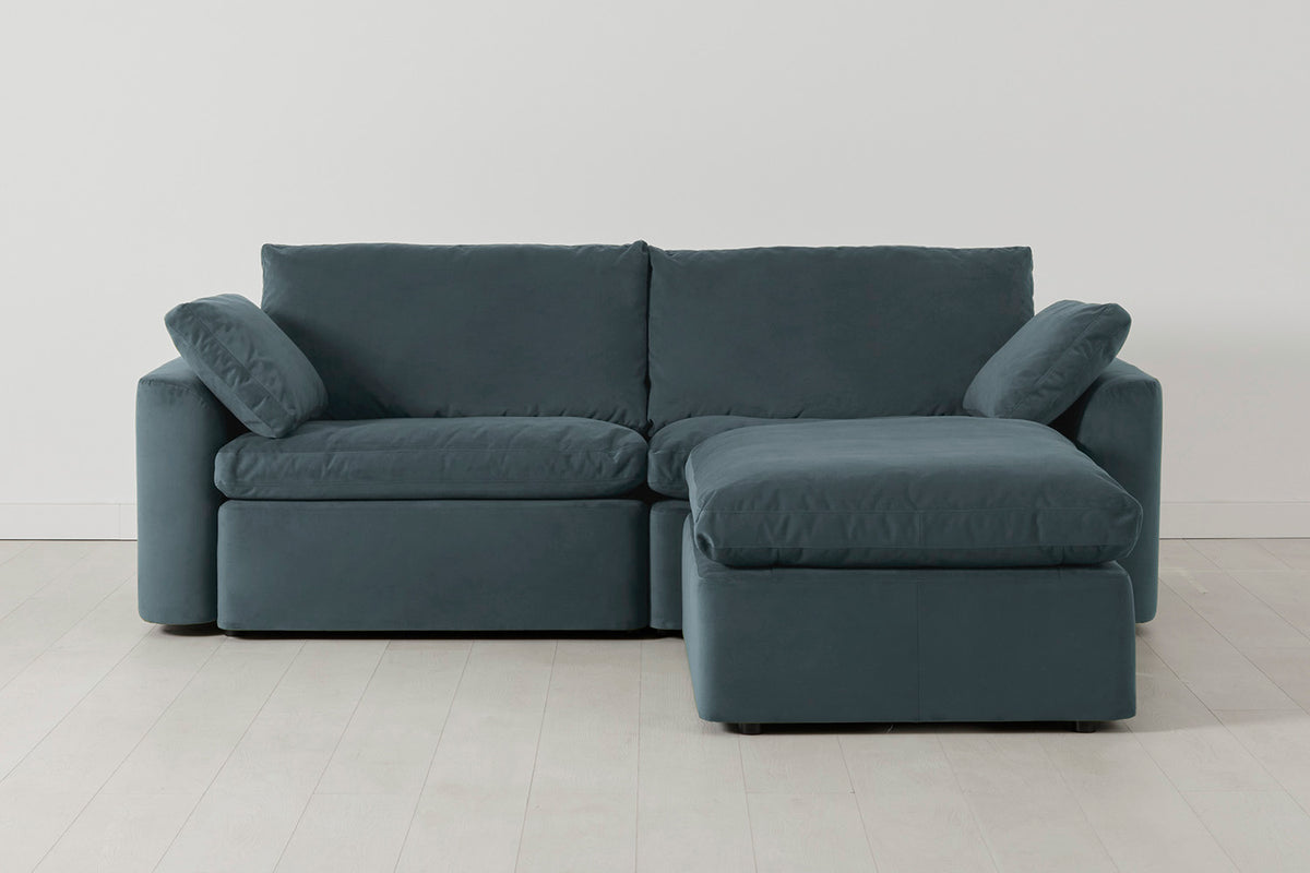 Model 13 3-Seater Sofa with Ottoman, Petrol
