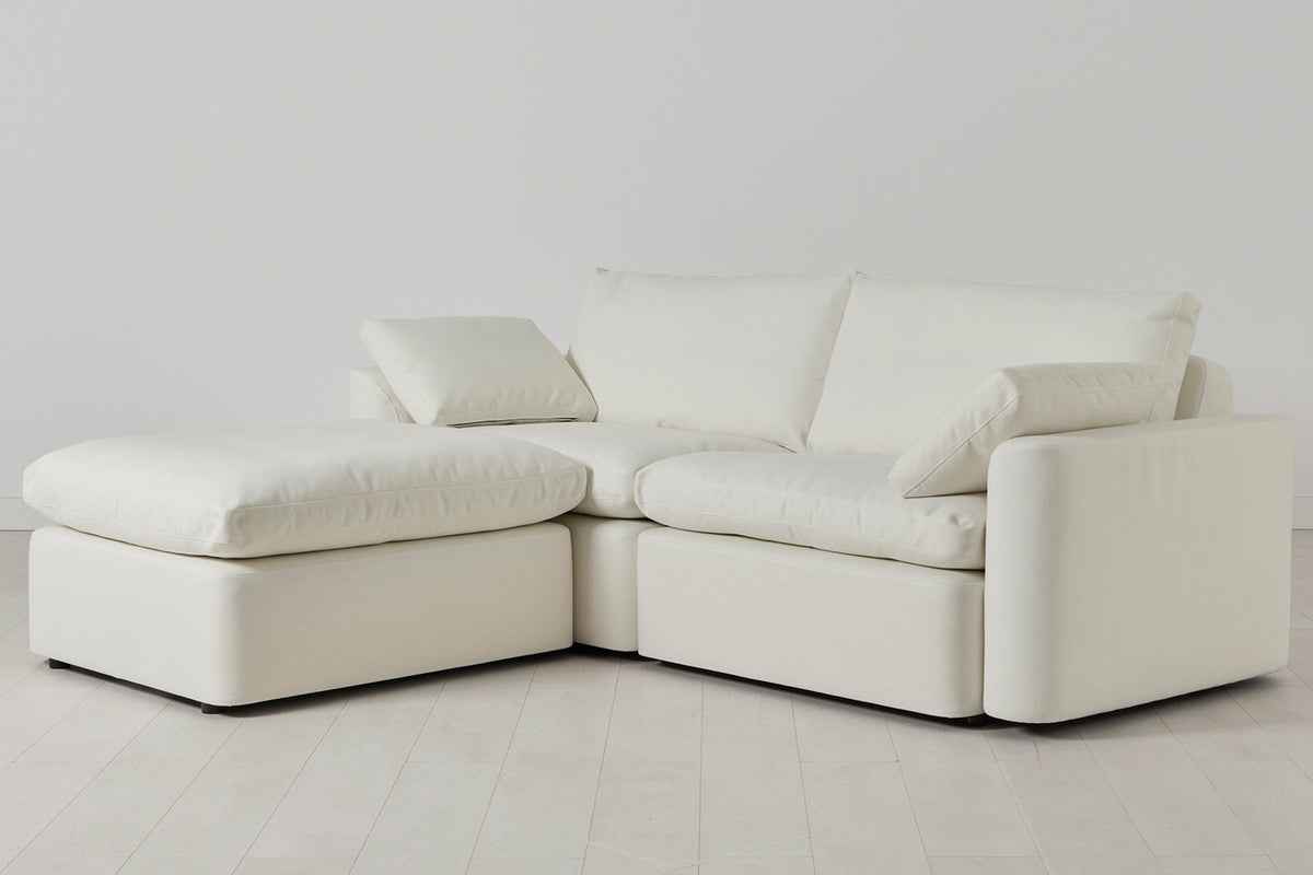 Model 13 3-Seater Left Chaise Sofa, White