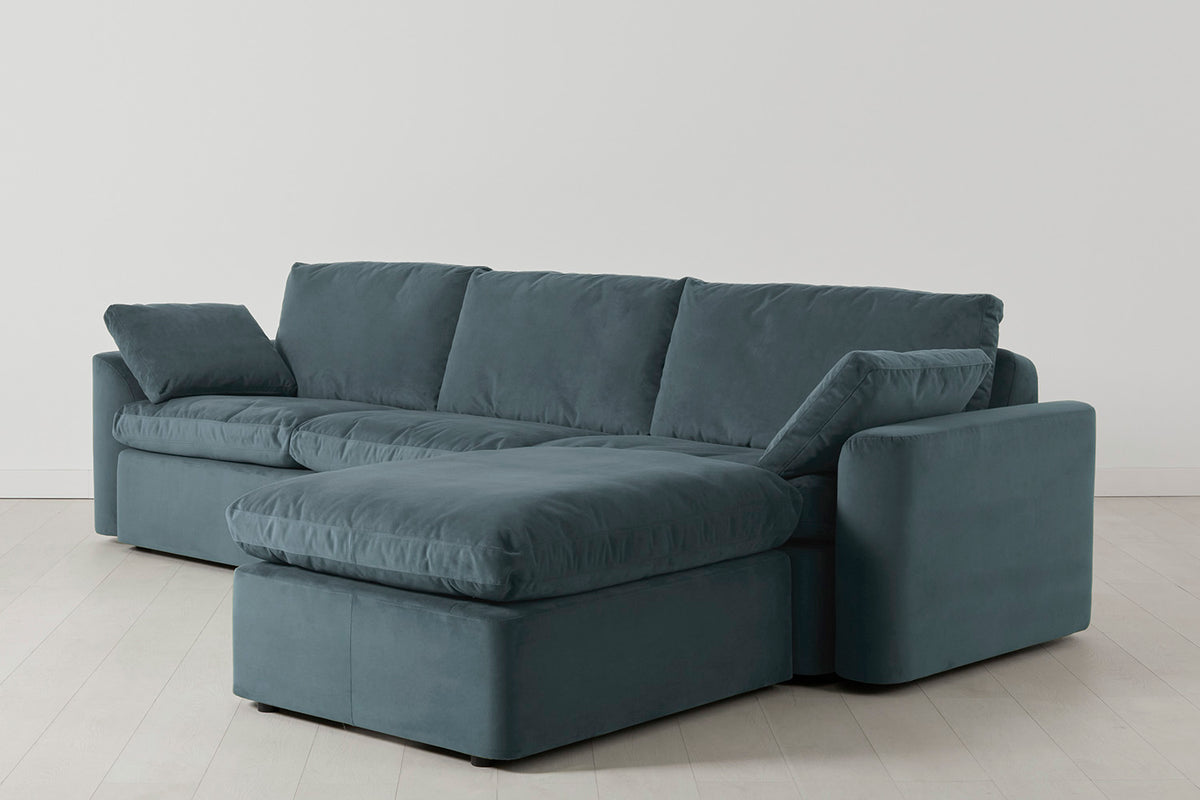 Model 13 4-Seater Sofa with Ottoman, Petrol