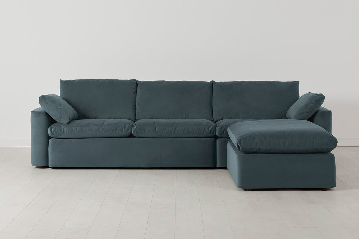 Model 13 4-Seater Sofa with Ottoman, Petrol