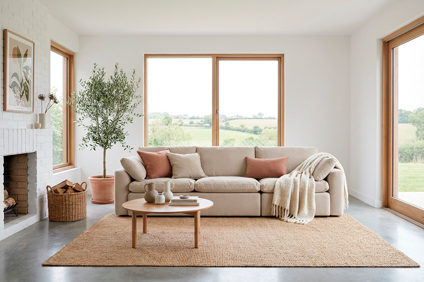 Model 13 4-Seater Sofa, Bone