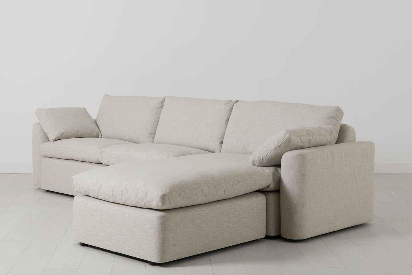 Model 13 4-Seater Sofa with Ottoman, Parchment