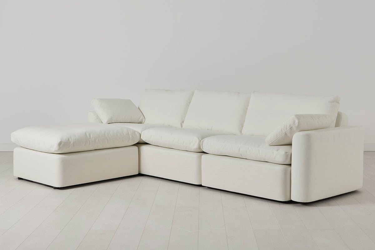 Model 13 4-Seater Left Chaise Sofa, White
