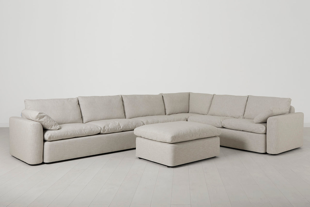 Model 13 Large Corner Sofa with Ottoman, Parchment