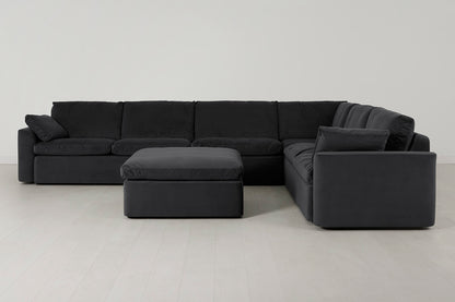 Model 13 Large Corner Sofa with Ottoman, Charcoal