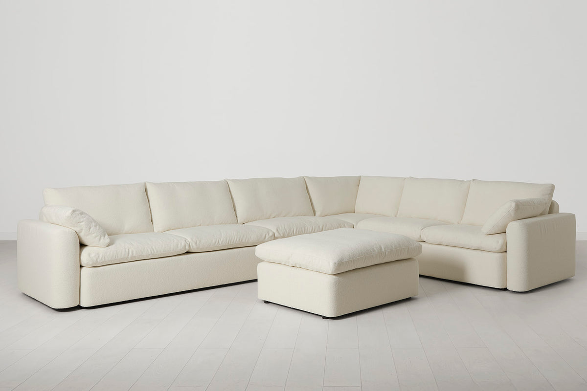 Model 13 Large Corner Sofa with Ottoman, Ivory