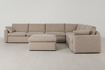 Model 13 Large Corner Sofa with Ottoman, Pumice