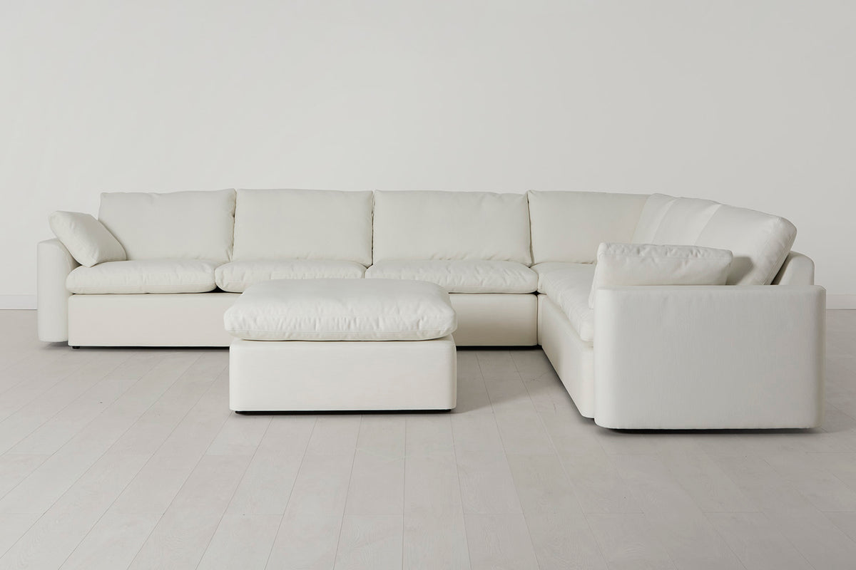 Model 13 Large Corner Sofa with Ottoman, White