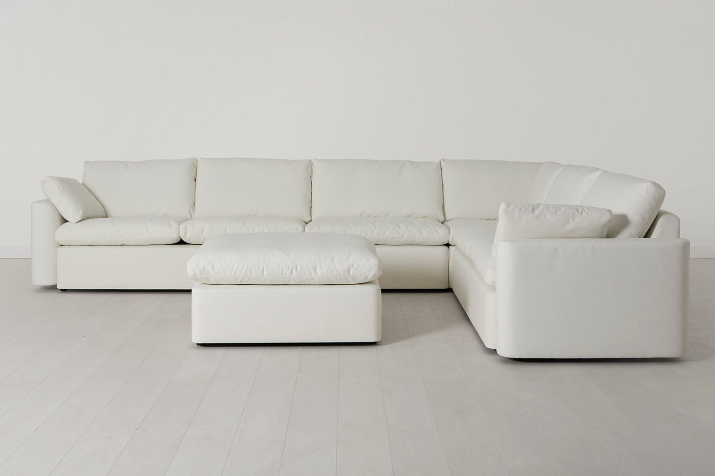 Model 13 Large Corner Sofa with Ottoman, White