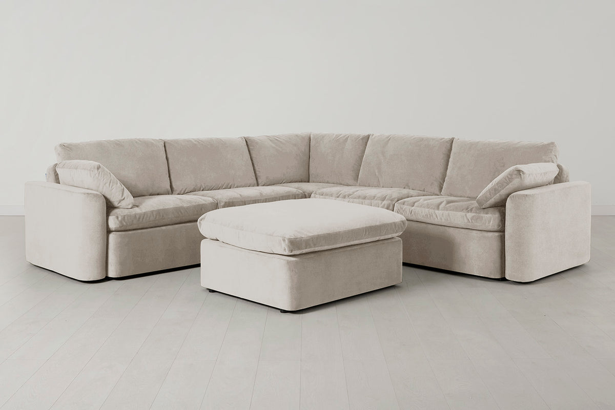 Model 13 Corner Sofa with Ottoman, Chalk