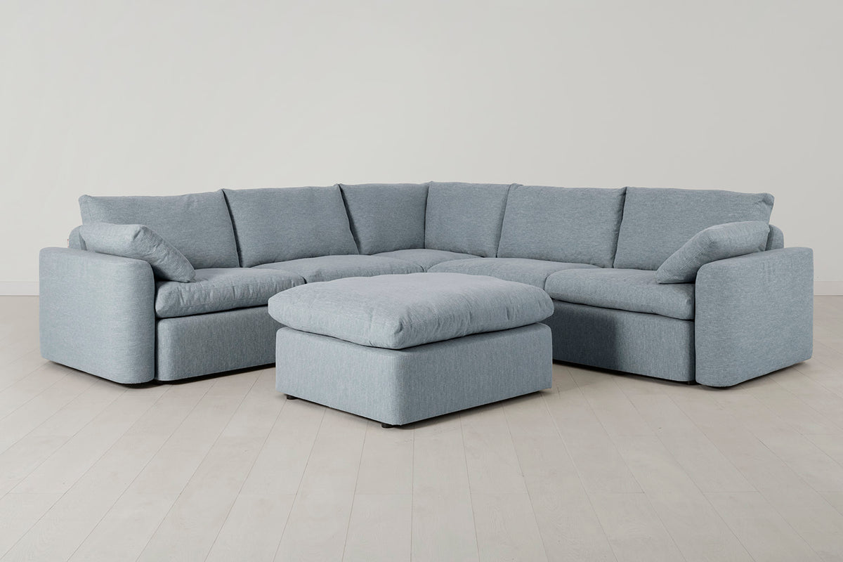 Model 13 Corner Sofa with Ottoman, Seaglass