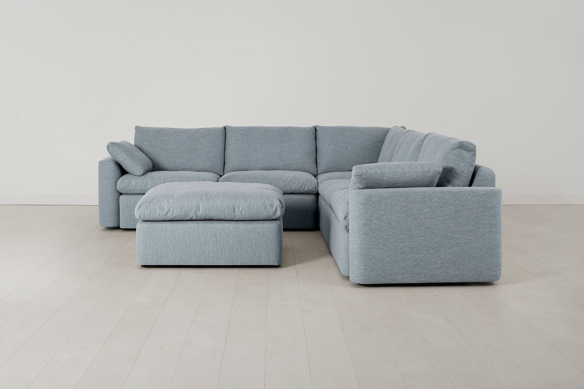 Model 13 Corner Sofa with Ottoman, Seaglass