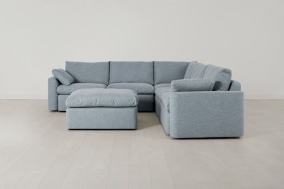 Model 13 Corner Sofa with Ottoman, Seaglass