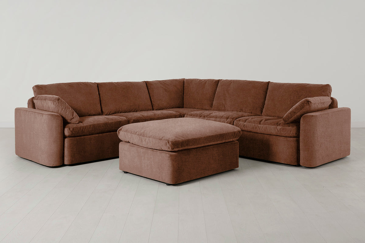 Model 13 Corner Sofa with Ottoman, Russet