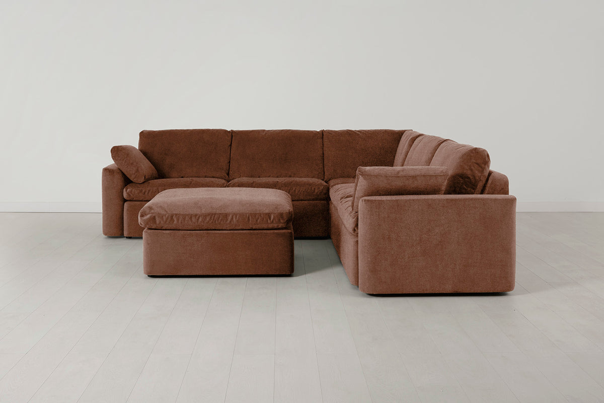 Model 13 Corner Sofa with Ottoman, Russet