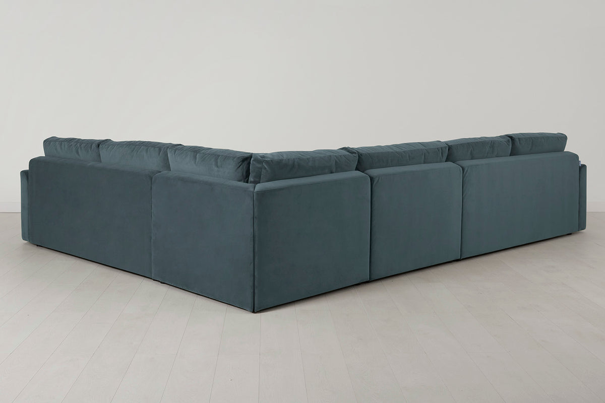 Model 13 Large Corner Sofa with Ottoman, Petrol