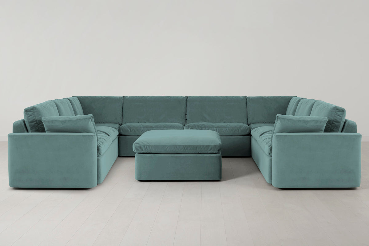 Model 13 U Shaped Sofa with Ottoman, Airforce