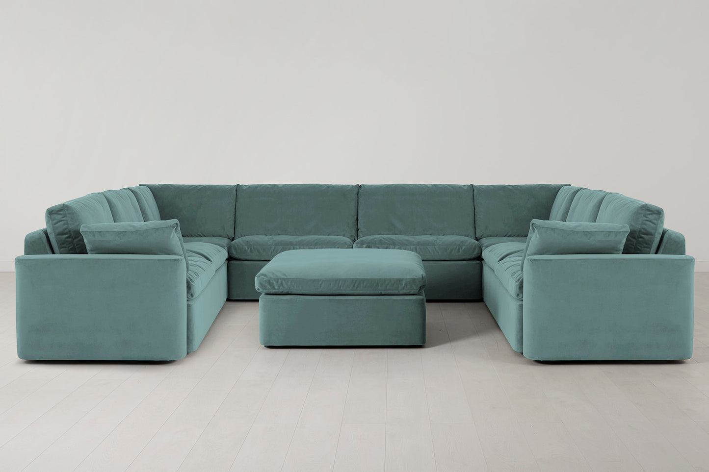 Model 13 U Shaped Sofa with Ottoman, Airforce