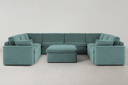 Model 13 U Shaped Sofa with Ottoman, Airforce