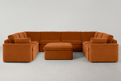 Model 13 U Shaped Sofa with Ottoman, Bronze