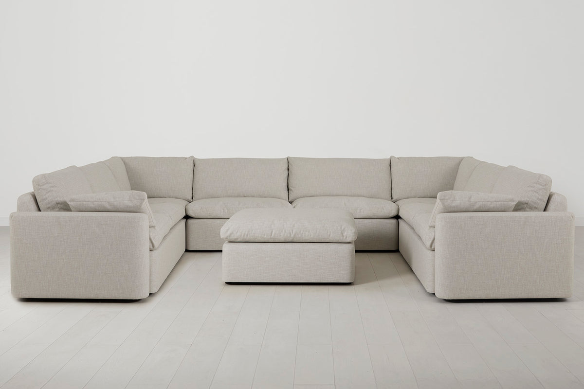 Model 13 U Shaped Sofa with Ottoman, Parchment