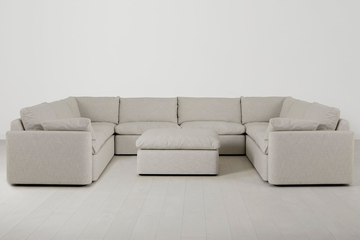 Model 13 U Shaped Sofa with Ottoman, Parchment