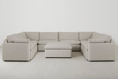 Model 13 U Shaped Sofa with Ottoman, Parchment